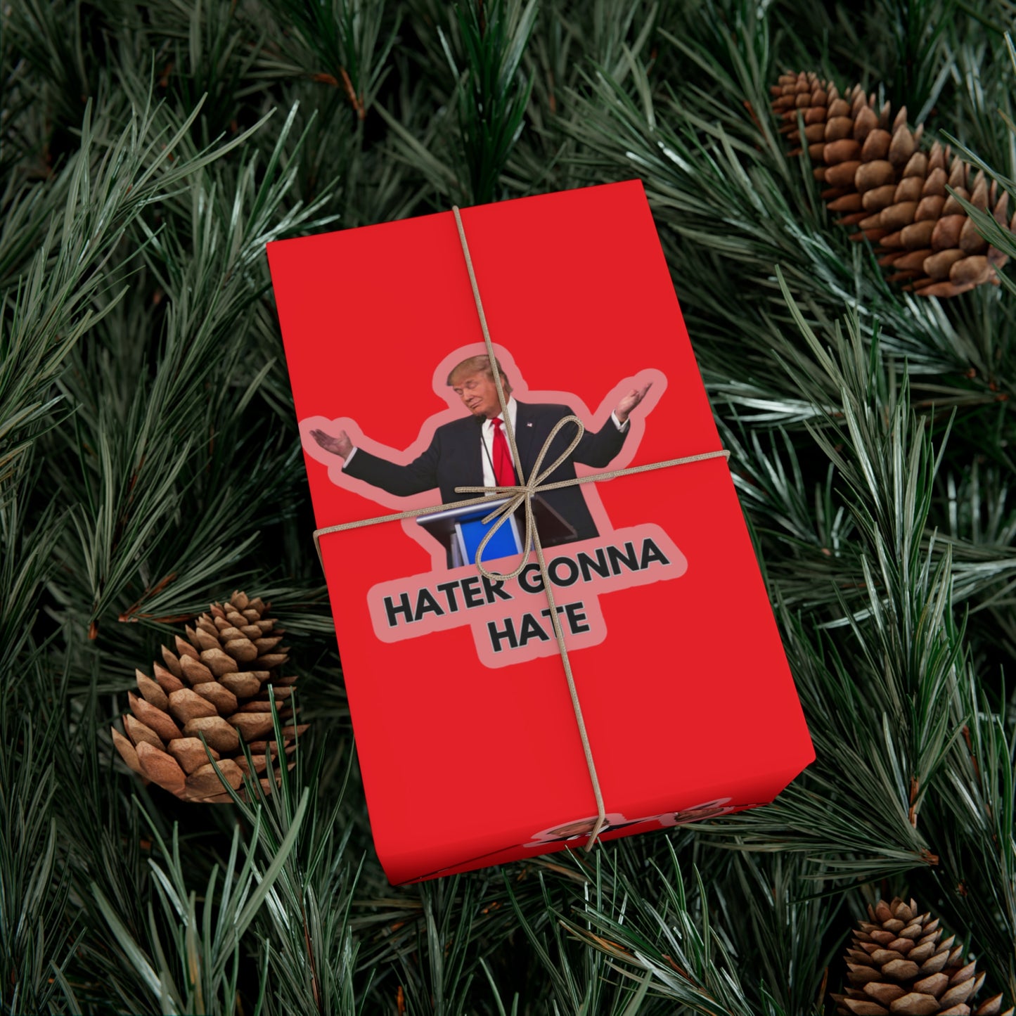 Trump "Haters gonna hate" wrapping paper.