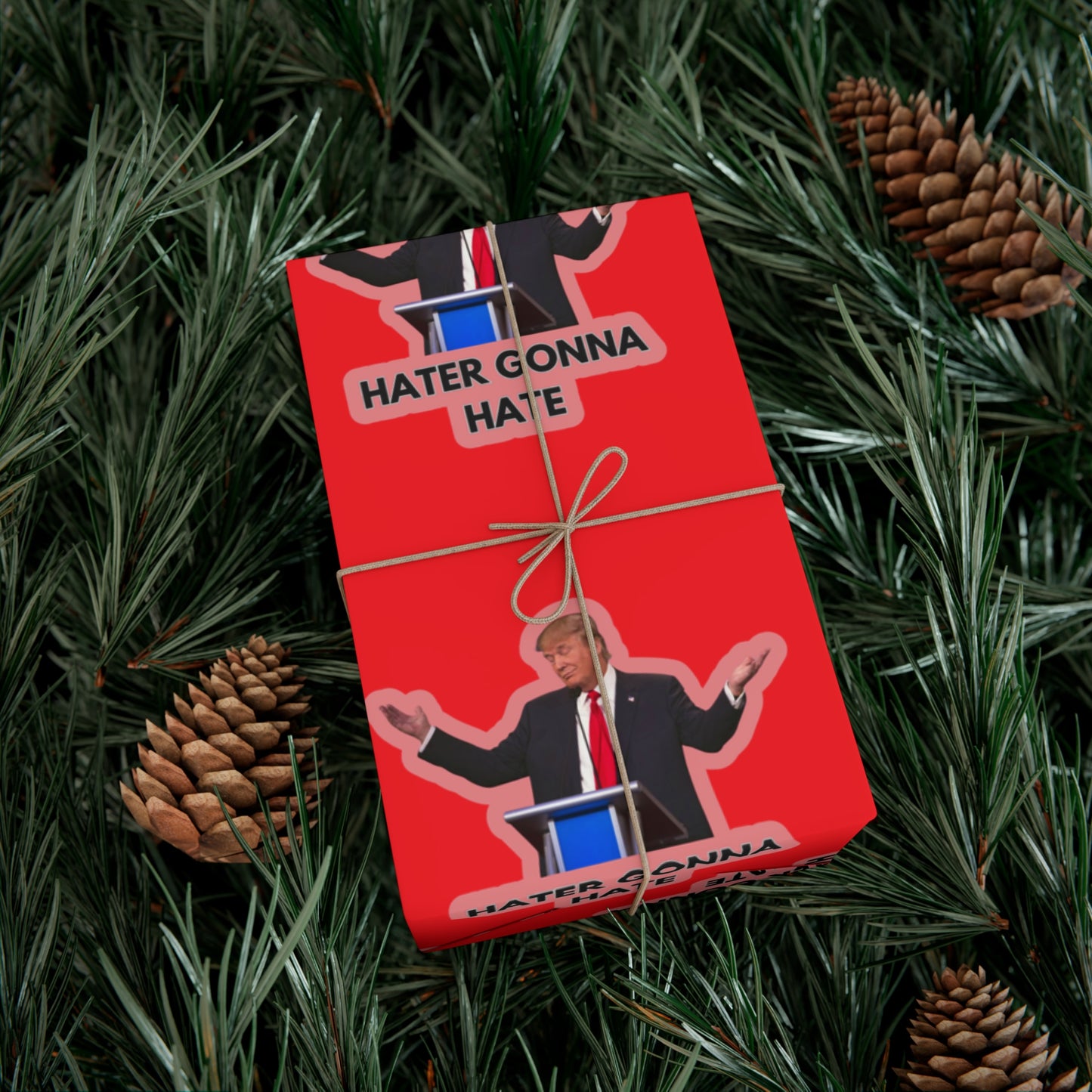 Trump "Haters gonna hate" wrapping paper.