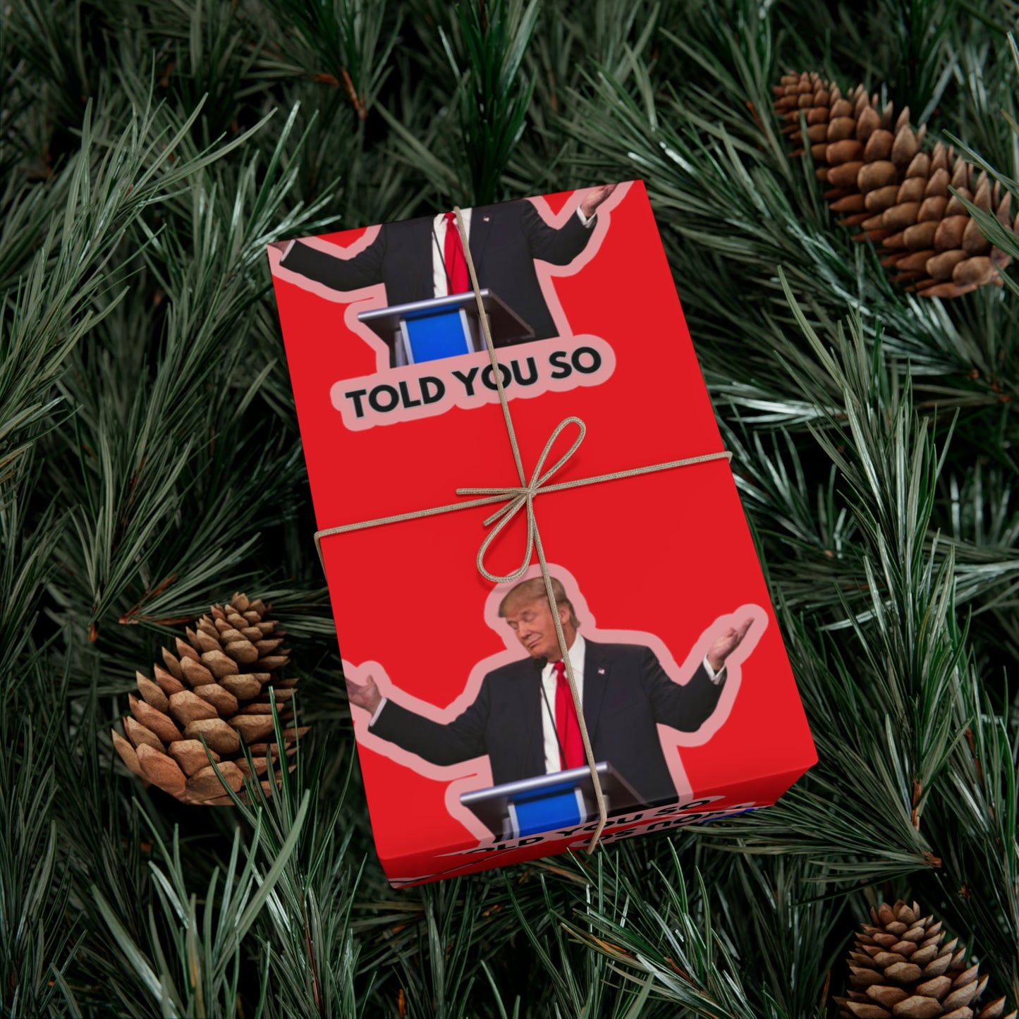 Trump "Told you so" wrapping paper.